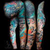Dragon Koi Tribal Cover Up Sleeve tattoo
