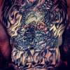 Traditional eagle back piece by Steve'O tattoo