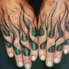 flaming hands tattoo by Steve'O