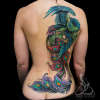 Leah's rainbow phoenix back piece tramp stamp cover up by Ben Lu tattoo