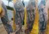 compass, hourglassarm, clock arm sleeve tattoo realistic
