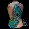 Blue Koi and Chrysanthemum Backpeice tattoo