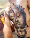 Torso Mashup Skull Buddha tattoo