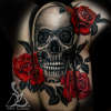 Skull and Roses half sleeve tattoo