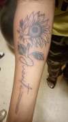 Sunflower with name by Santa Clause!!!! tattoo