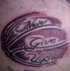 basket ball never give up tattoo