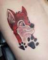 Red Dog and Paw Print tattoo