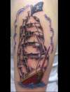 pirate ship close up tattoo