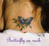 Butterfly on neck tattoo