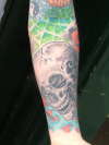 Ian's skull forearm. tattoo