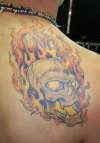 Flamein skull tattoo