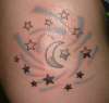Crescent moon and Stars tattoo