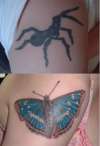 Spider, before and after tattoo
