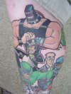 Bane, Penguin, Ventrilioquist with Scarface tattoo