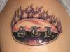 Name and Flames tattoo