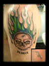 skull flame cover tattoo