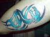 Black/Blue/White Tribal Dragon tattoo