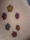 Coloured stars tattoo