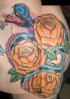 Snake and Roses tattoo