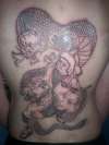 Japanese start of back piece tattoo