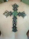 Cross with 4 leaf clover tattoo
