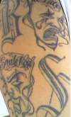 smile now die later with initials tattoo