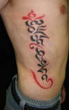 SANSKRIT ON RIBS tattoo