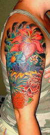 half sleeve of flowers tattoo