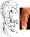 Lion/ minotaur reversable tattoo