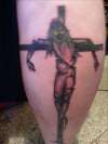 demon on cross tattoo
