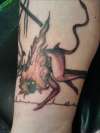 lady demon on calf tattoo