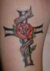 cross/rose tattoo