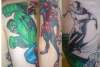 hulk ironman silver surfer spiderman sleeve tattoo