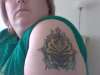 Cross and Purple rose tattoo