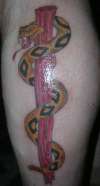 Snake and staff tattoo