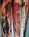 Red Koi with PRC characters tattoo