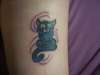 blue/black kitty tattoo