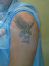 Eagle with sisters names. tattoo