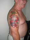 Skull, tiger and dragon tattoo