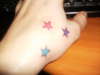 stars on hand colorful tattoo