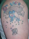 Koi fish, zodiac sign, and zodiac constellation tattoo