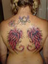 pink angel wings.. colour added.. not healed yet tattoo