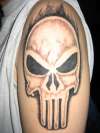 Punisher Skull, left arm tattoo