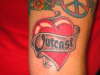 Heart w/ Outcast Ribbon tattoo