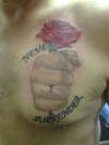 rugby fan rose and fist tattoo