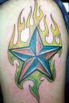 Star and Flames tattoo