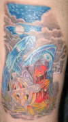 Angel in Cemetary tattoo