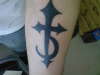 The Cross of Questioning AKA DevilDriver logo tattoo