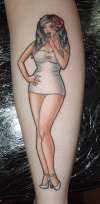 Retro Pin-Up on leg tattoo