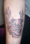 Skull with Flames tattoo